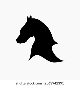 Vector design of horse silhouette, side view, on a white background