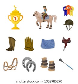 Vector design of horseback and equestrian icon. Collection of horseback and horse  stock symbol for web.