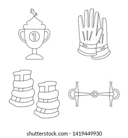 Vector design of horseback and equestrian icon. Set of horseback and horse  stock vector illustration.