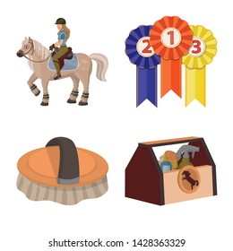 Vector design of horseback and equestrian icon. Set of horseback and horse vector icon for stock.