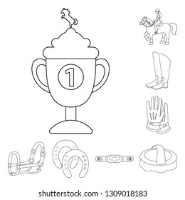Vector design of horseback and equestrian sign. Collection of horseback and horse  vector icon for stock.