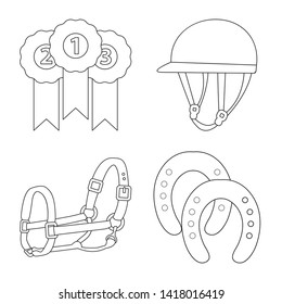 Vector design of horseback and equestrian symbol. Collection of horseback and horse  vector icon for stock.