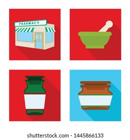 Vector design of hospital and help icon. Collection of hospital and healthcare stock symbol for web.