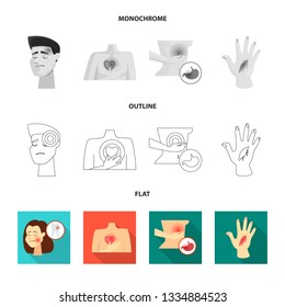 Vector design of hospital and rendering icon. Collection of hospital and help stock symbol for web.
