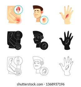 Vector design of hospital and rendering icon. Collection of hospital and help vector icon for stock.
