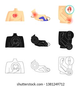 Vector design of hospital and rendering icon. Collection of hospital and help stock vector illustration.