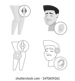Vector design of hospital and rendering icon. Set of hospital and help stock symbol for web.