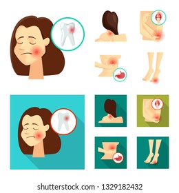 Vector design of hospital and rendering logo. Set of hospital and help stock vector illustration.