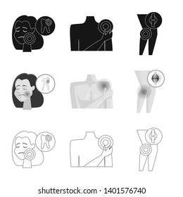 Vector design of hospital and rendering logo. Set of hospital and help vector icon for stock.