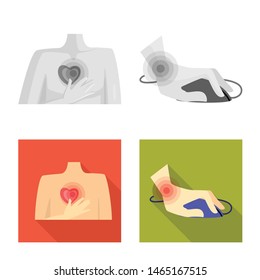 Vector design of hospital and rendering logo. Set of hospital and help stock symbol for web.