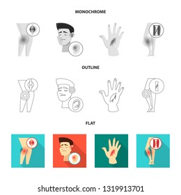 Vector design of hospital and rendering sign. Collection of hospital and help vector icon for stock.