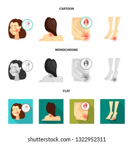 Vector design of hospital and rendering sign. Set of hospital and help stock vector illustration.