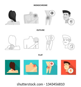 Vector design of hospital and rendering sign. Collection of hospital and help stock symbol for web.