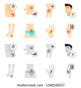 Vector design of hospital and rendering sign. Set of hospital and help stock symbol for web.