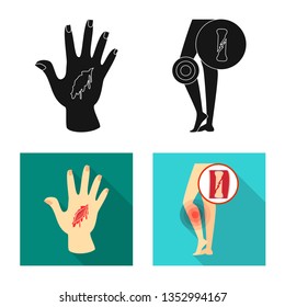 Vector design of hospital and rendering sign. Set of hospital and help vector icon for stock.