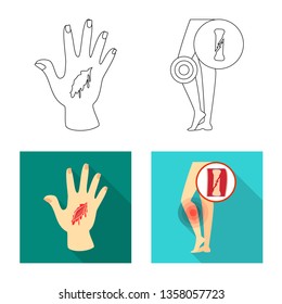 Vector design of hospital and rendering sign. Collection of hospital and help stock symbol for web.