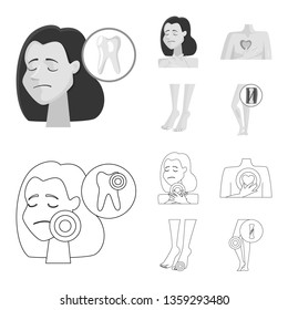 Vector design of hospital and rendering sign. Set of hospital and help vector icon for stock.