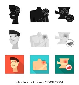 Vector design of hospital and rendering sign. Set of hospital and help vector icon for stock.