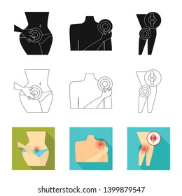 Vector design of hospital and rendering sign. Set of hospital and help stock symbol for web.