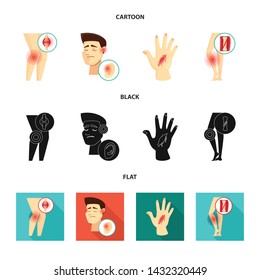 Vector design of hospital and rendering sign. Collection of hospital and help stock vector illustration.
