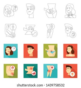 Vector design of hospital and rendering sign. Collection of hospital and help stock vector illustration.
