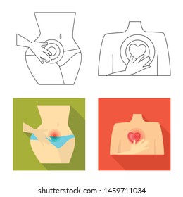 Vector design of hospital and rendering sign. Set of hospital and help stock vector illustration.