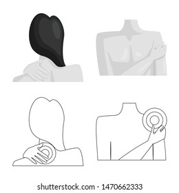 Vector design of hospital and rendering sign. Set of hospital and help stock symbol for web.