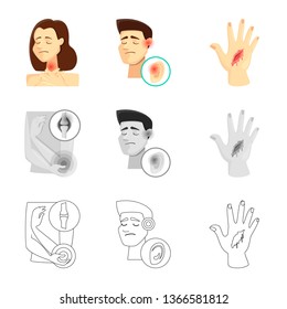 Vector design of hospital and rendering symbol. Collection of hospital and help stock vector illustration.