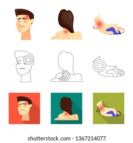 Vector design of hospital and rendering symbol. Collection of hospital and help stock symbol for web.