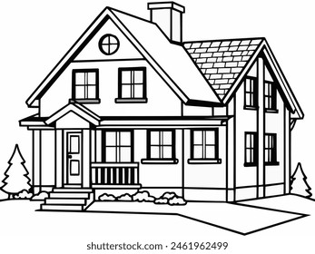 Vector design of house, black and white