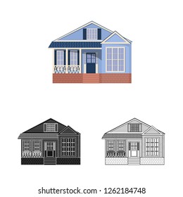 Vector design of house building and front symbol. Set of building and roof vector icon for stock.