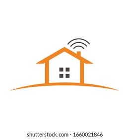 Die Vektorillustration eines Hauses ist an ein sehr einfaches Netzwerk angeschlossen.