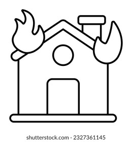 Vector design of house fire, linear icon