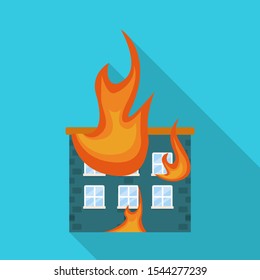 Vector design of house and flame sign. Web element of house and burning stock vector illustration.