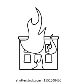 Vector design of house and flame sign. Web element of house and burning stock symbol for web.