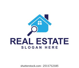 Vector design of house and magnifying glass, house search logo icon, search property house logo with magnifying glass, flat, magnifying glass logo, real estate house finder, home inspection icon