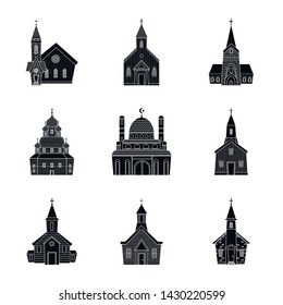 Vector design of house and parish sign. Set of house and building stock vector illustration.