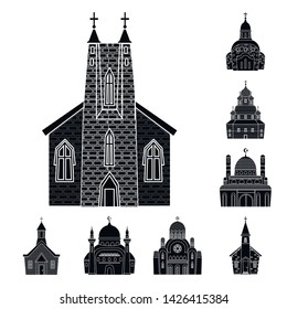 Vector design of house and parish symbol. Set of house and building stock vector illustration.