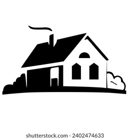 Diseño vectorial de una casa con humo saliendo de su chimenea 