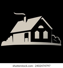 Vector design of a house with smoke coming out of its chimney 