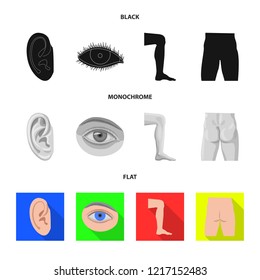 Vector design of human and part icon. Collection of human and woman stock symbol for web.