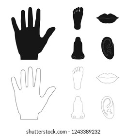 Vector design of human and part icon. Set of human and woman stock symbol for web.