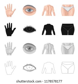 Vector design of human and part logo. Set of human and woman vector icon for stock.