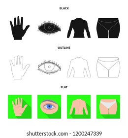 Vector design of human and part logo. Collection of human and woman vector icon for stock.