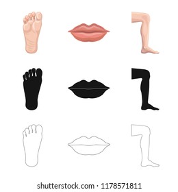 Vector design of human and part sign. Collection of human and woman stock symbol for web.