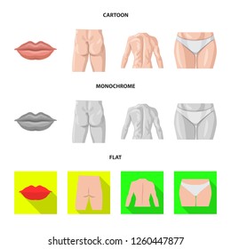 Vector design of human and part sign. Set of human and woman vector icon for stock.