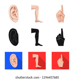 Vector design of human and part symbol. Set of human and woman vector icon for stock.