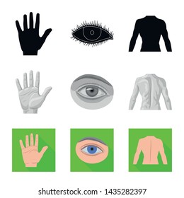 Vector design of human and part symbol. Collection of human and woman vector icon for stock.