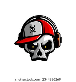 vector design of a human skull head wearing a hat