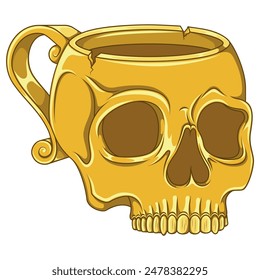Diseño de Vector de taza de té de porcelana de cráneo humano, taza de café de cráneo, taza de demonio de beber sangre
